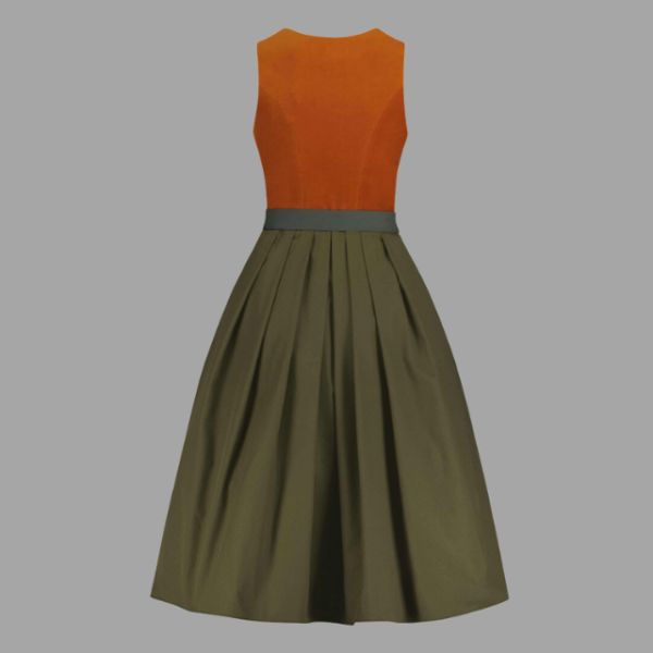 89 78 1 Iconic Dirndl Dress Orange And Olive Colour DD-0026