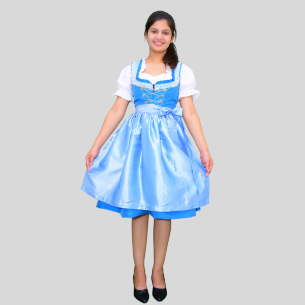 Authentic Dirndl Dress Sky Blue Modern Style DD-0037 - Image 7