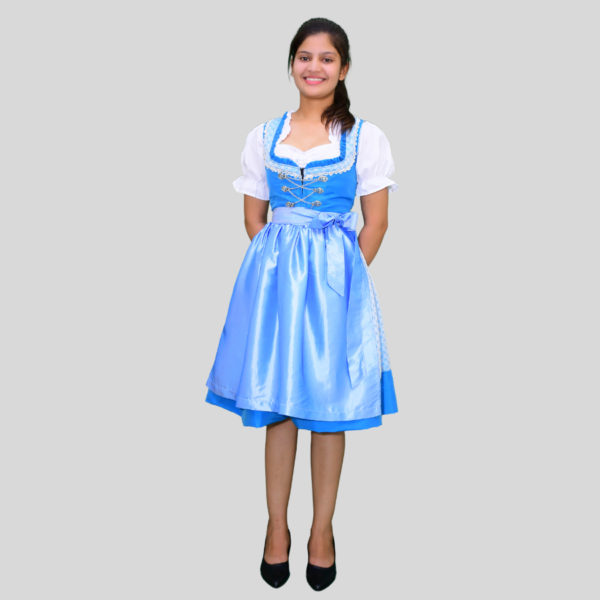 Authentic Dirndl Dress Sky Blue Modern Style DD-0037 - Image 10