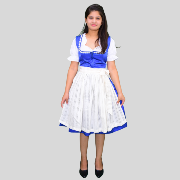 Return 77 German Dirndl Dress Royal Blue And Off White Colour DD-006