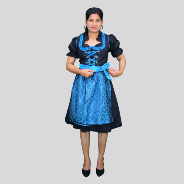 Charming Dirndl Dress Black and Sky Colour DD-0020