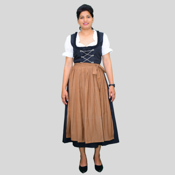 Vintage Dirndl Dress Cotton Fabric Black Colour DD-0017