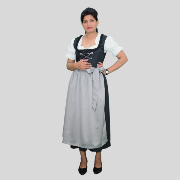 Vintage Dirndl Dress Long Black Cotton DD-0016