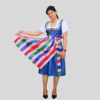 Classic Dirndl Dress Denim Fabric Blue Colour DD-0015