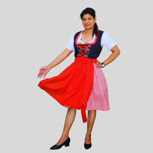 Festive Dirndl Dress Black And Red Colour DD-0014