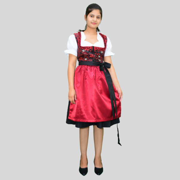 Return 900 x 900 px 2024 06 12T012221.047 Classic Dirndl Dress Maroon Colour Jacquard Fabric DD-003