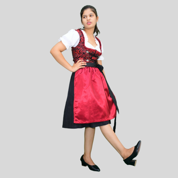 Return 900 x 900 px 2024 06 12T012419.573 Classic Dirndl Dress Maroon Colour Jacquard Fabric DD-003