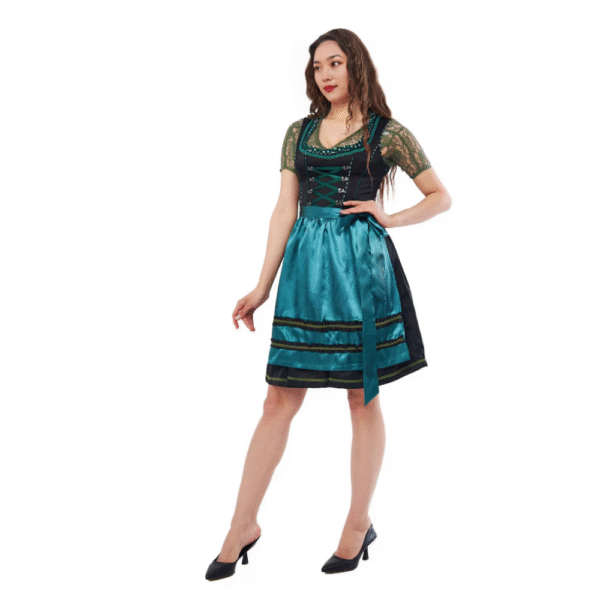 Vintage Dirndl Dress Long Black Cotton DD-0016