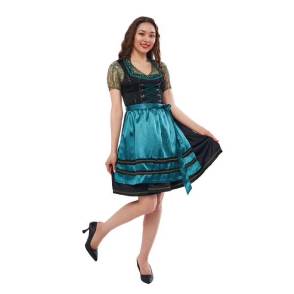 Vintage Dirndl Dress Long Black Cotton DD-0016
