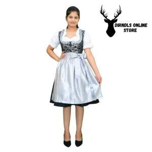 New Tradition Dirndl Dress Jacquard Fabric Grey Colour DD-002