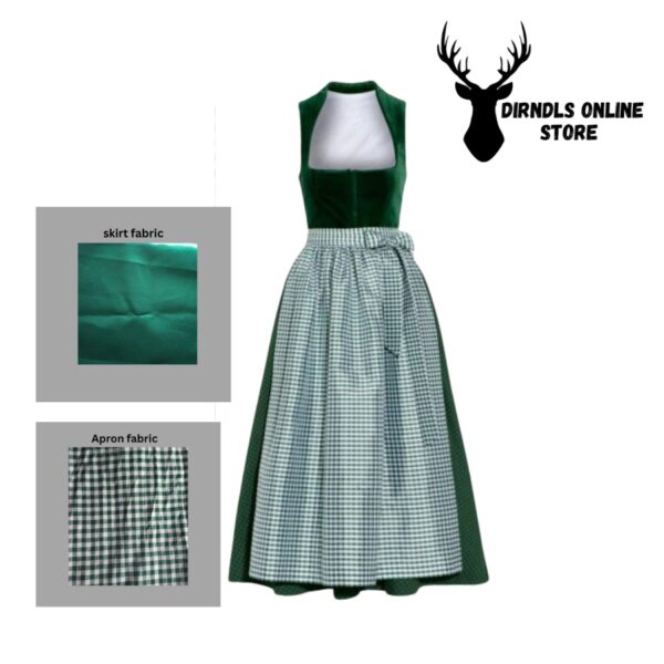 Charming Dirndl dress Green Velvet Long Maxi DD-0041