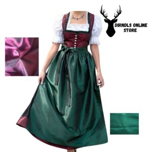 Charming Dirndl Dress maroon and Green vintage Long Maxi DD-0035