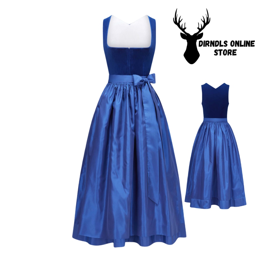 Beautiful Dirndl Royal Blue Velvet Fabric DD-0034