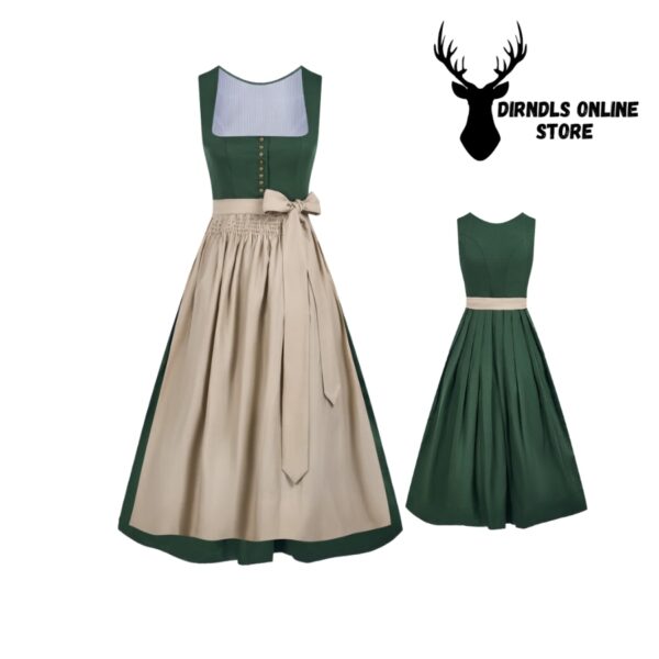 Classic Dirndl dress Green colour Cotton Fabric DD-0032