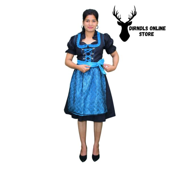 Charming Dirndl Dress Black and Sky Colour DD-0020