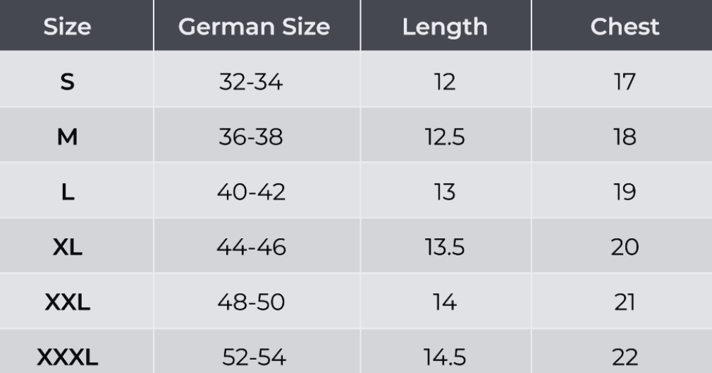 BLOUSE SIZE CHART