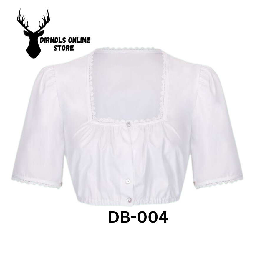 Authentic Bavarian white Cotton Dirndl Blouse For German Oktoberfest DB-004