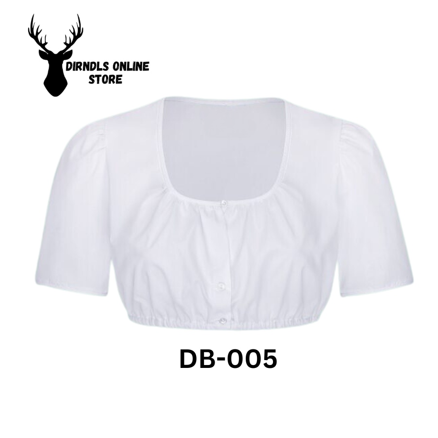 Authentic German White Dirndl Blouse For German Oktoberfest DB-005