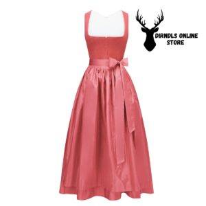 Authentic Pink Velvet Dirndl Dress DD-0051