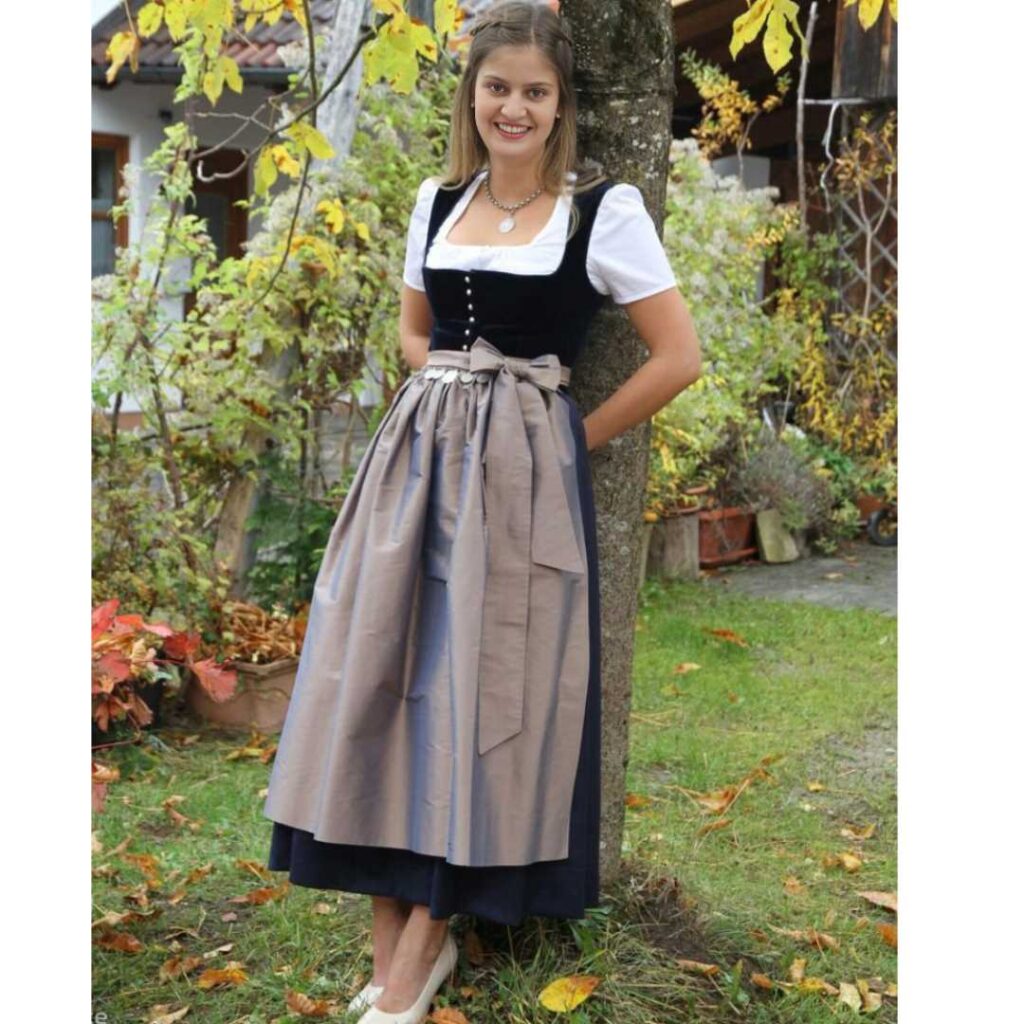 Authentic Black Velvet Long Maxi Dirndl For Oktoberfest 2024-2025