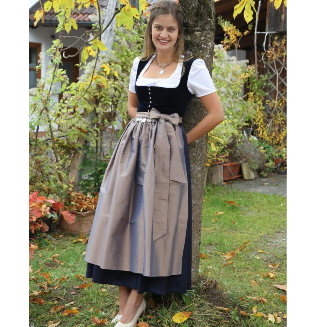 Authentic Black Velvet Long Maxi Dirndl For Oktoberfest 2024