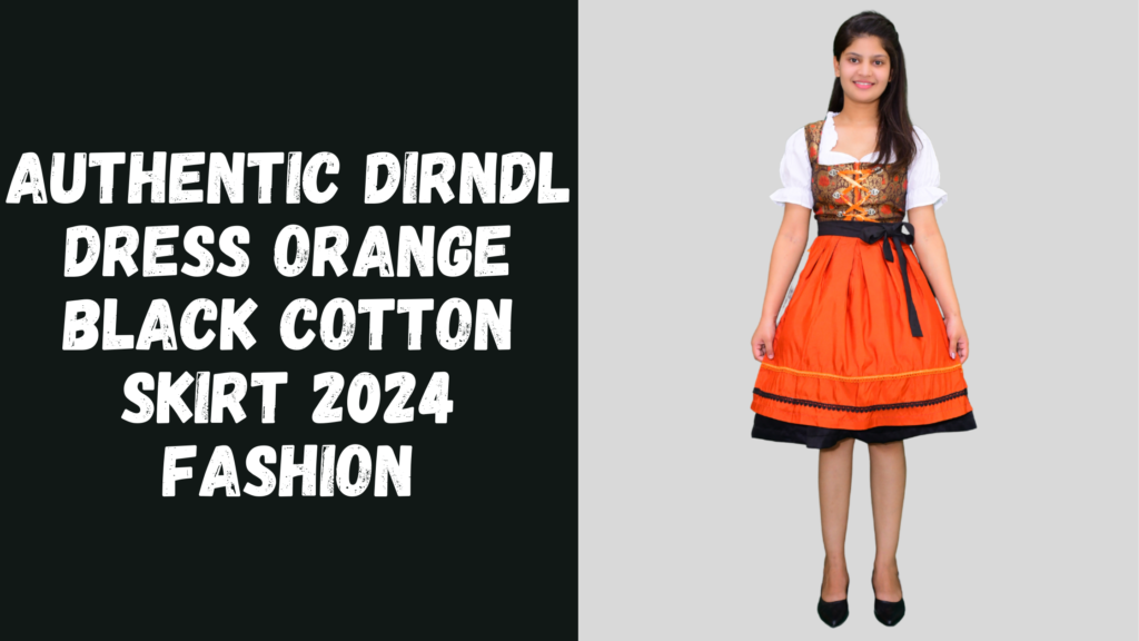 Authentic Dirndl Dress Orange Black Cotton Skirt 2024 Fashion