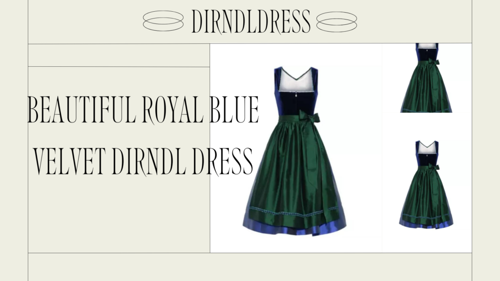 Beautiful Royal Blue Velvet Dirndl Dress