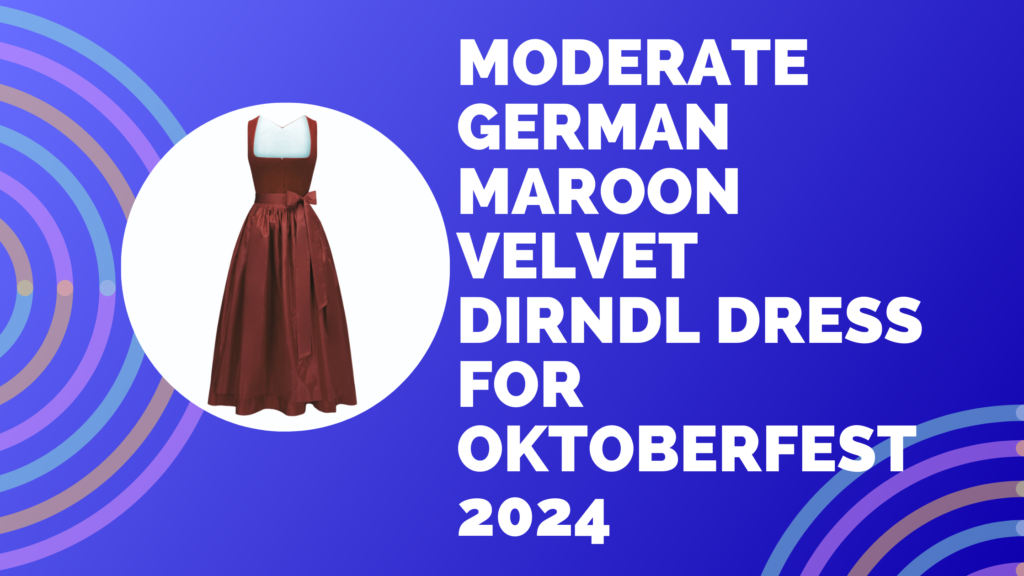 Moderate German Maroon Velvet Dirndl Dress For Oktoberfest 2024 1