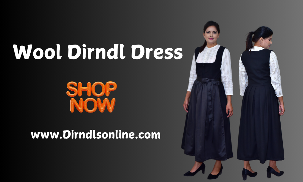 Authentic German Black Wool Dirndl Dress 2024 Trend