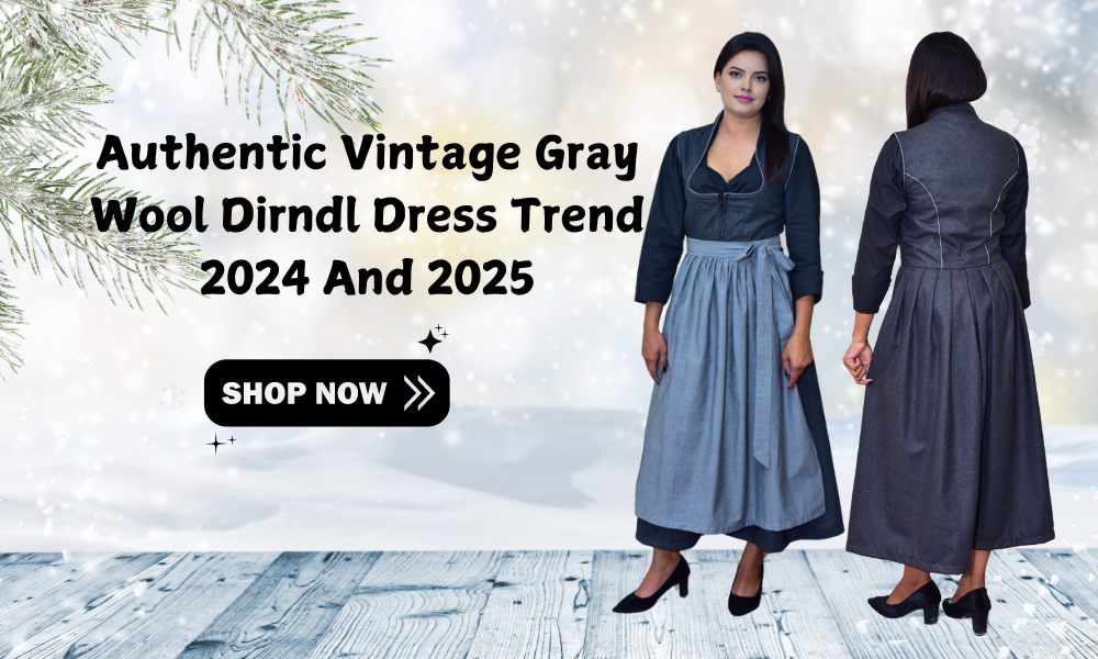 Authentic Vintage Gray Wool Dirndl Dress Trend 2024 And 2025