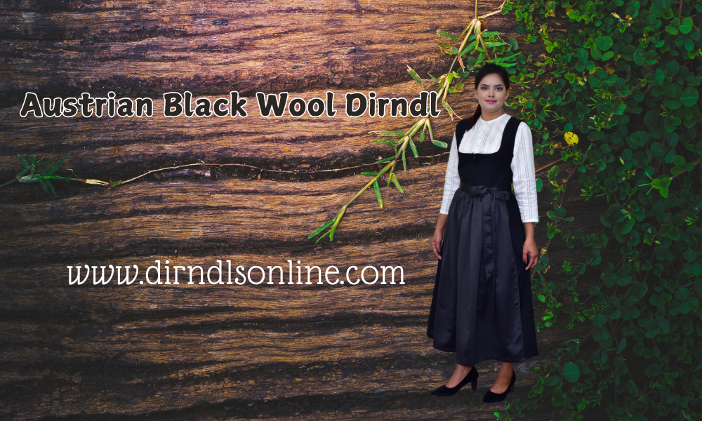 Beautiful Austrian Black Wool Dirndl dress Size 32 to 54