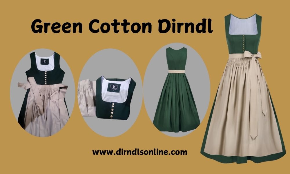 Charming Oktoberfest Green Cotton Dirndl Dress Size US 2 to 24 Charming Oktoberfest Green Cotton Dirndl Dress Size US 2 to 24