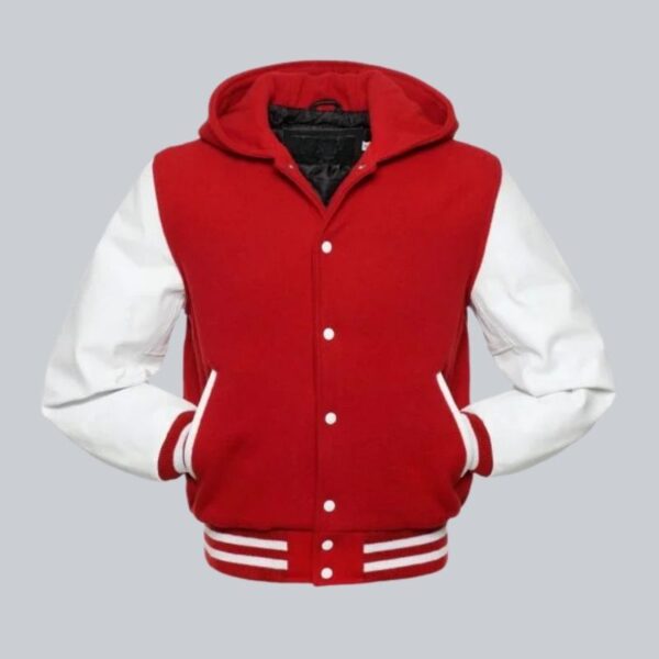 Beautiful Red Colour Wool And Leather Varsity jacket MV-005