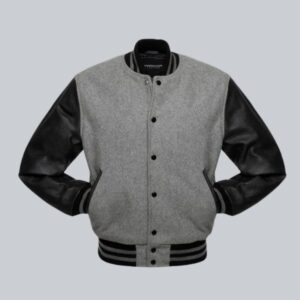 Beautiful Gray and Black Varsity Jacket MV-002