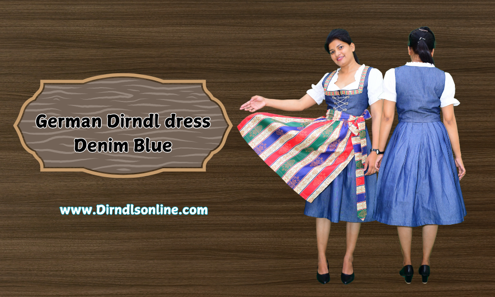 German Dirndl dress Denim Blue