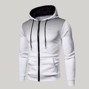 White Hoodie With Black Zipper