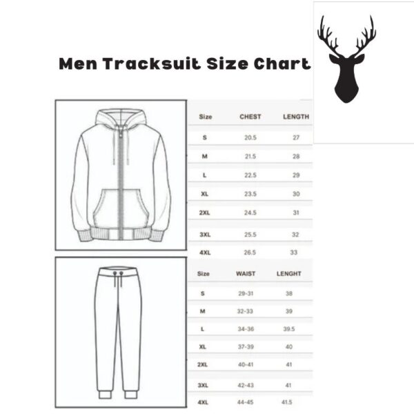 Men Tracksuit Size Chart