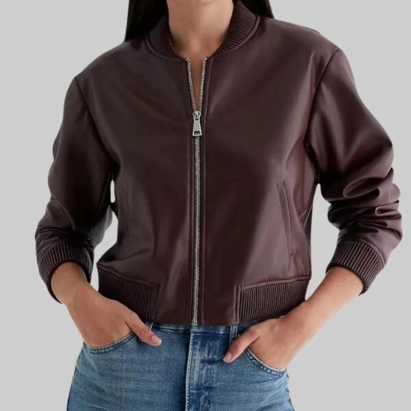 Beautiful Leather Bomber jacket Women WJ-007