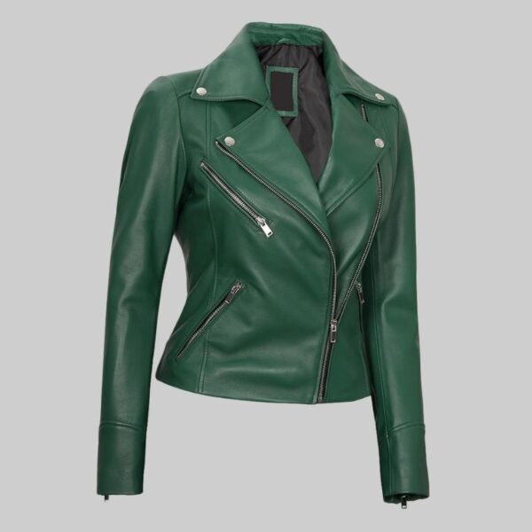 Untitled design 2 Authentic Green Original Leather Women Jacket WJ-001