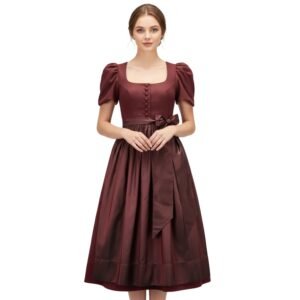 Authentic Maroon Cotton Dirndl Dress DD-66