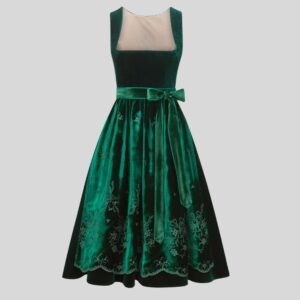 Authentic Embroidered Green Velvet Dirndl Dress DD-68