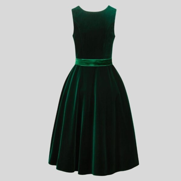 Green Velvet Dirndl with Embroidered Velvet Apron