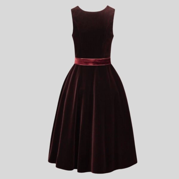 Maroon Velvet Dirndl with Embroidered Velvet Apron