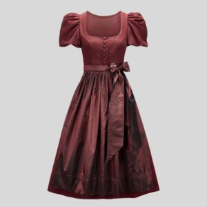 Authentic Maroon Cotton Dirndl Dress DD-66