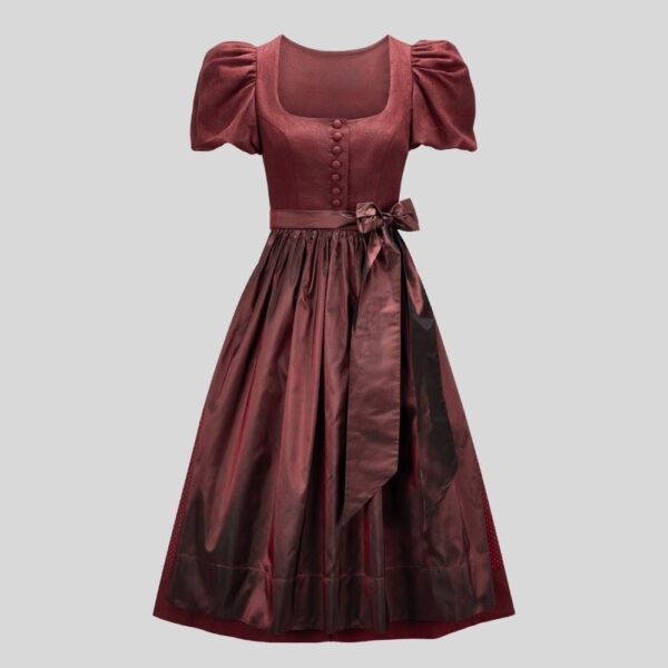 Authentic Maroon Cotton Dirndl Dress DD-66