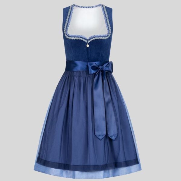 Stylish Denim Blue Dirndl Dress with Front Zipper DD-63