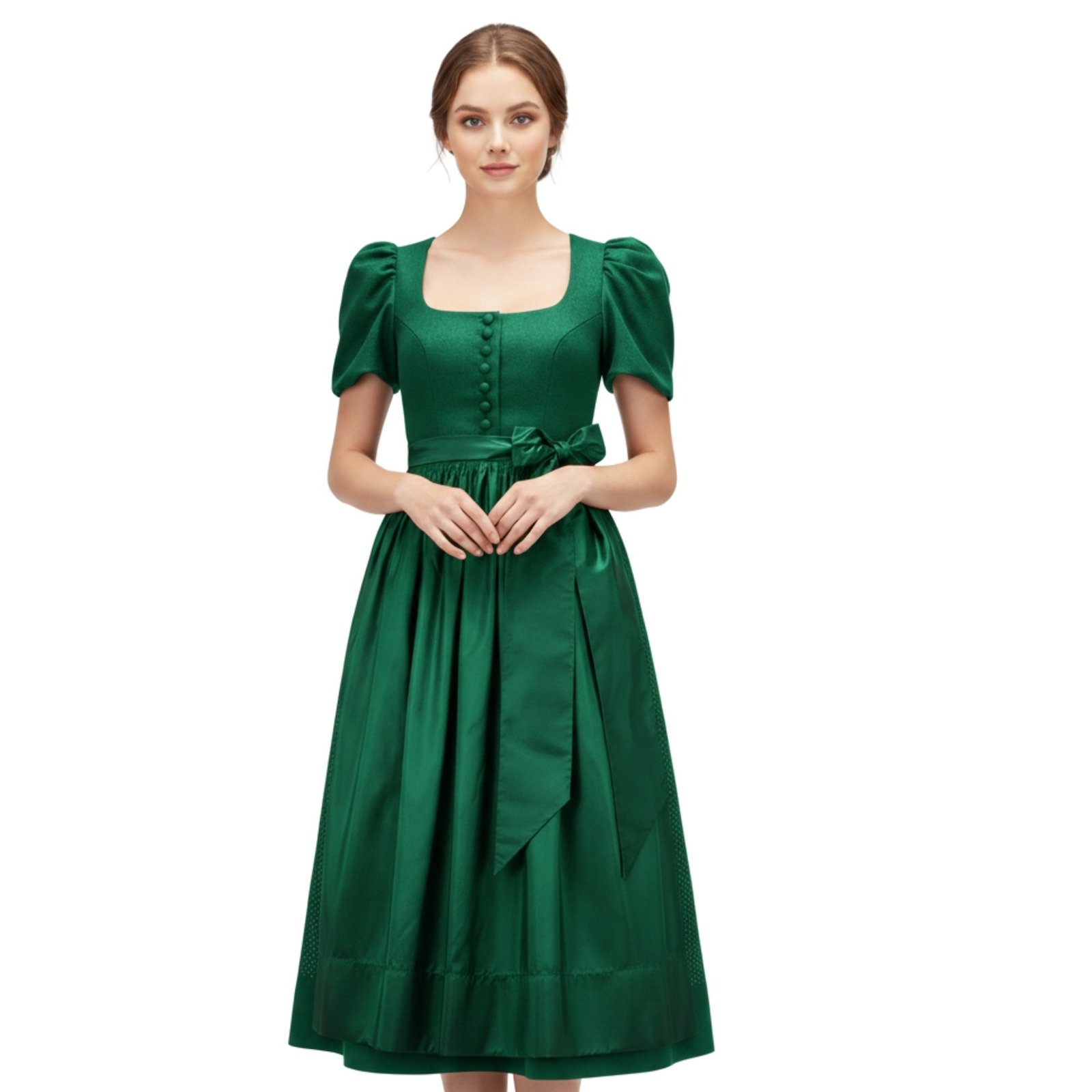 Vintage Style Green Cotton Dirndl Dress DD-65 1 Vintage Style Green Cotton Dirndl Dress DD-65