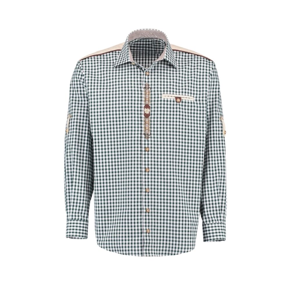 Oktoberfest Lederhosen Green Checkered Shirt – Authentic Bavarian Look (1)
