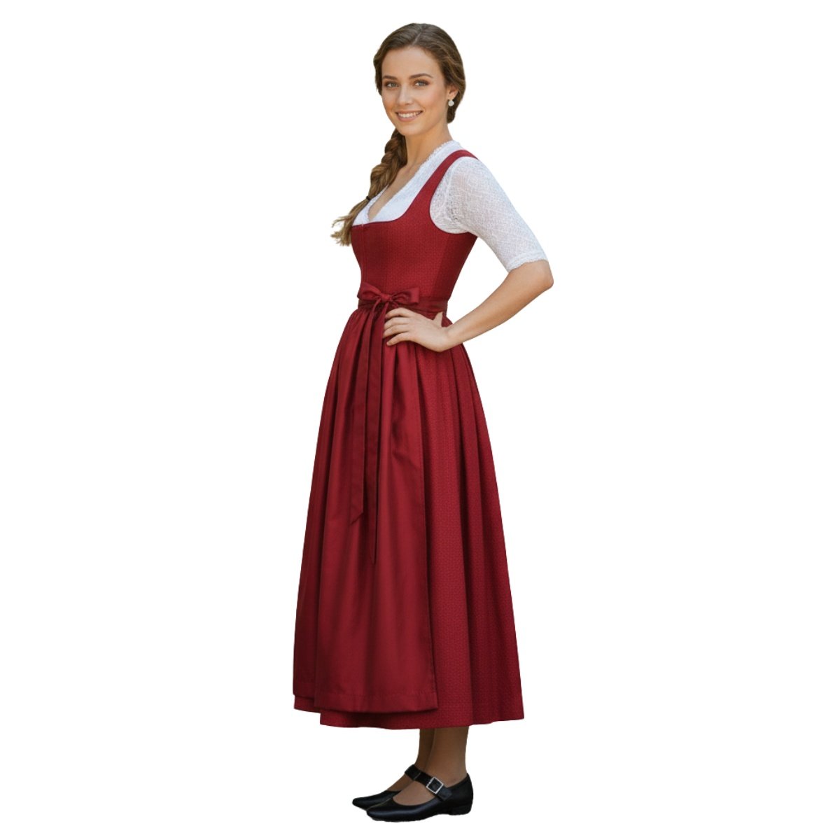 Authentic Red Cotton Dirndl Dress | Bavarian Tradition 2 Authentic Red Cotton Dirndl Dress Bavarian Tradition (1)