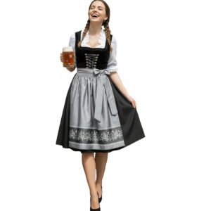 Black Velvet Dirndl Dress Luxury Bavarian Traditional Gown (1)